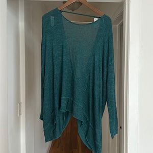 FREE PEOPLE teal sweater with twisted open back